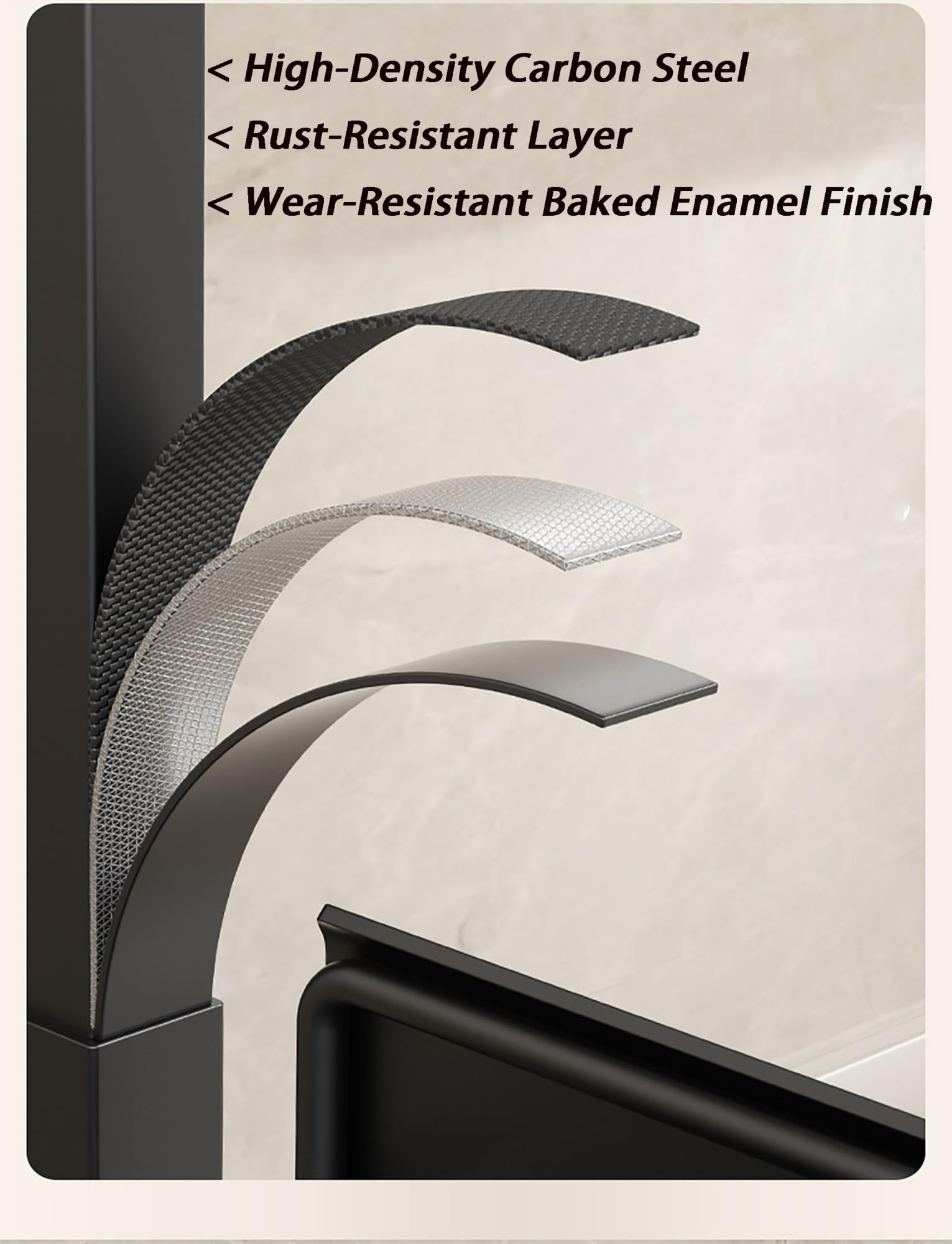 Generico Organizzatore for armadietto estraibile a forma di L a 2 livelli, ripiano for cassetto estraibile for mobiletto del bagno della cucina, scaffale salvaspazio sotto(Black)