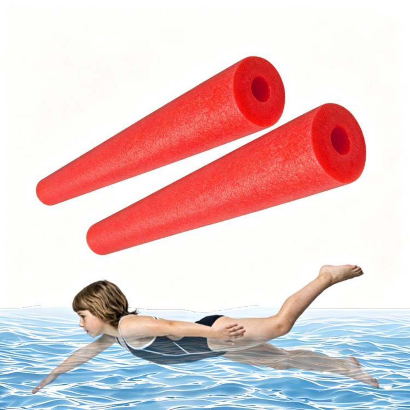 2pcs Floating Pool Noodles Soft Foam Hollow Colourful Swimming Sticks