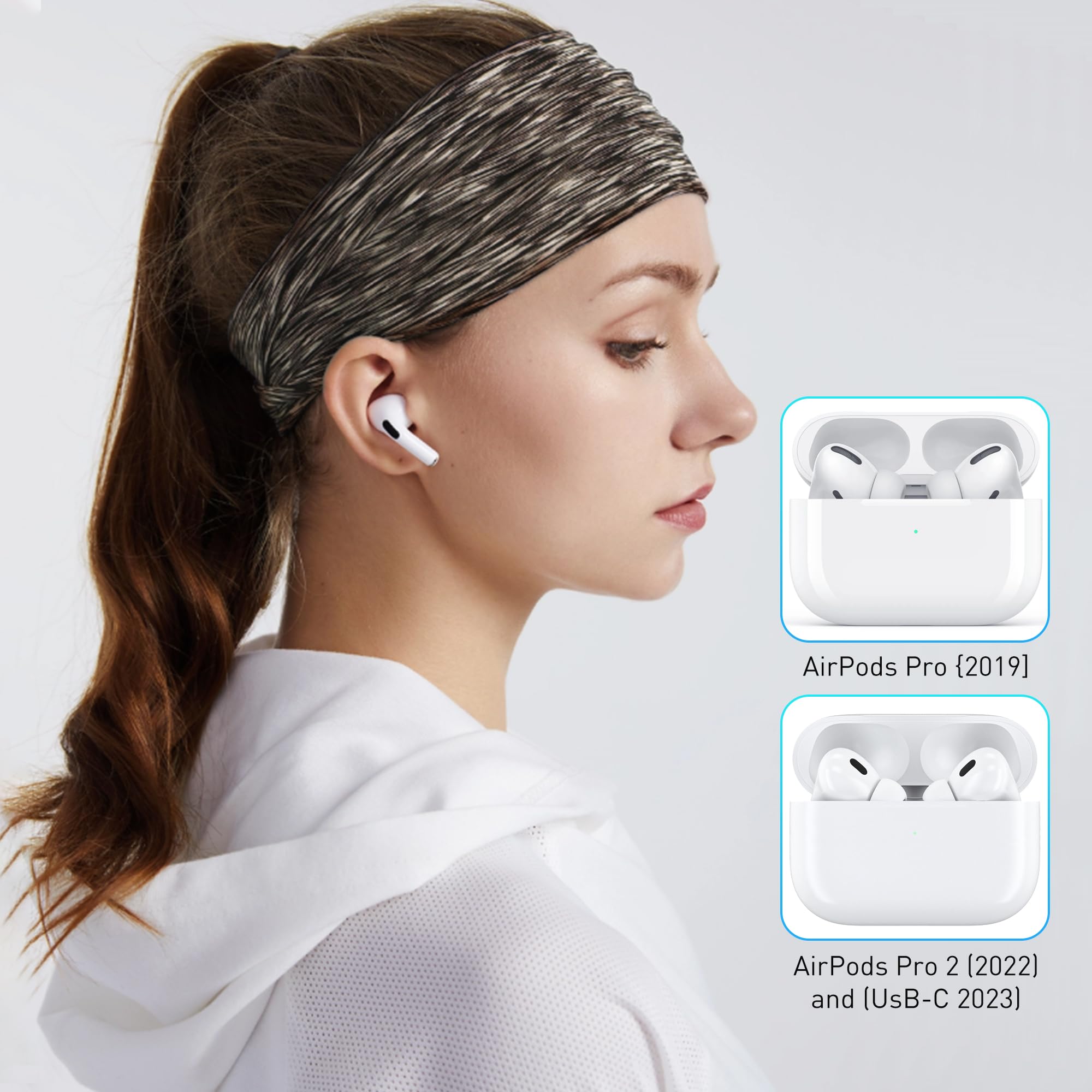 YISH Gommini per AirPods Pro/AirPods Pro 2 4 Paia Cuffie Auricolari con Custodia Penna Pulizia Foro Riduzione Rumore Ricambio (XS/S/M/L)