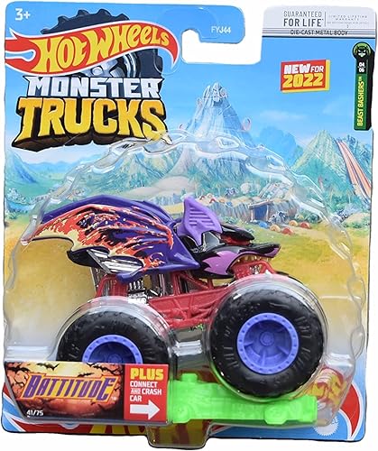 Hot Wheels 2022 - Monster Trucks - Battitude - con Connect and Cash Car #4175 - Embarcaciones de burbujas envueltas en una caja