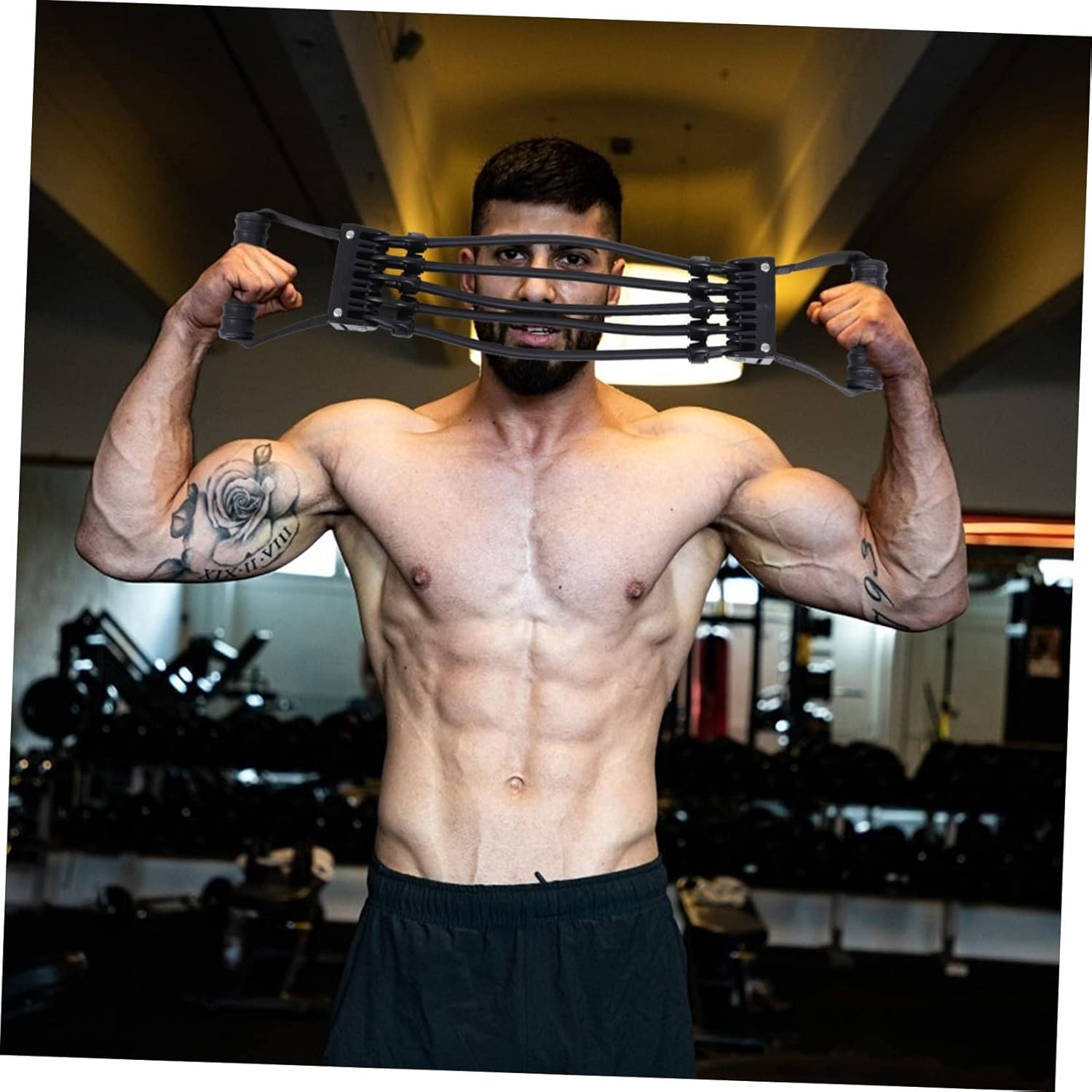 1Pc Sturdy Chest Expander Fitness Tool for Chest Muscle Training Black Resistance Band for Home Workouts Bodybuilding Suitable for Beginners Professionals