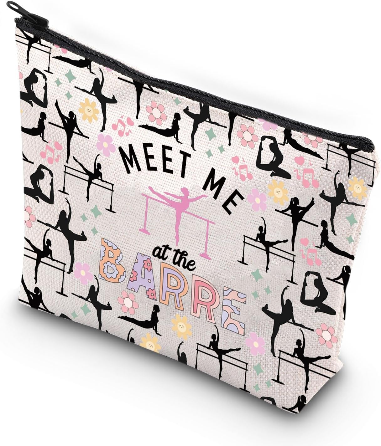 JNIAP Barre Teacher Makeup Bag Barre Lover Gifts Meet Me At The Barre Gifts Barre Instructor Gifts Fitness Mom Zipper Bag (MEET ME mb)