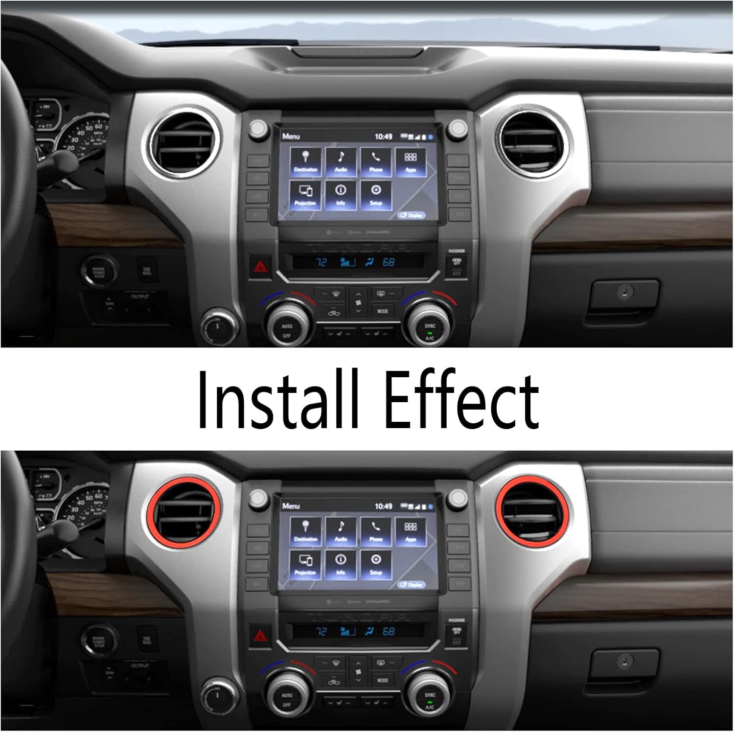 Lanyun Compatible with Tundra A/C Vent Ring Decoration Covers fit 2014 2015 2016 2017 2018 2019 2020 2021 Tundra a/c Outlet Vent Accessories red