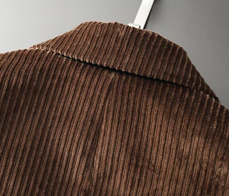 Men's Corduroy Trench Coat Peacoat Winter Double Breasted Mid Long Coats Casual Fall Christmas Fashion Overcoats4