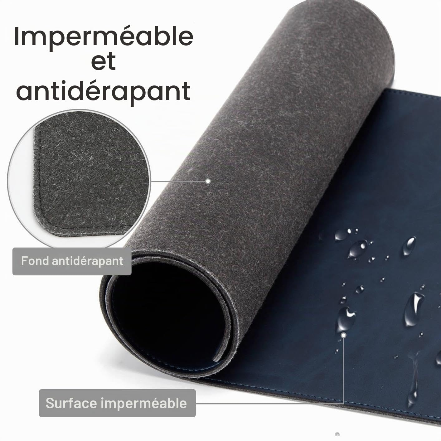 Tapis de chargement magnétique sans fil - Charge rapide de 15 W - 80 x 30 cm - En cuir microfibre - Étanche - Avec surface anti-rayures - Pour bureau, maison, ordinateur portable - Accessoire