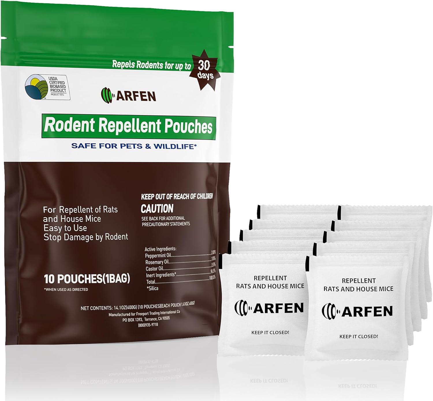 ARFEN Rodent Repellent Pouches, Peppermint Oil, All Natural