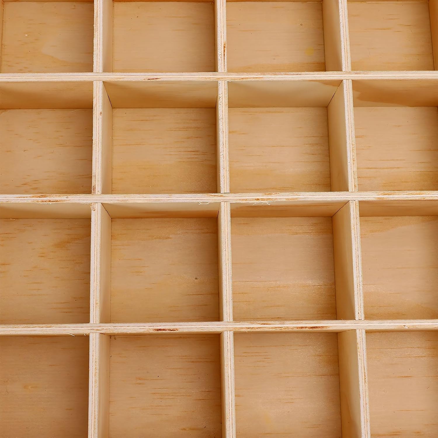 Yosoo 20 Grids Wooden Sorting Tray Wood Divided Organizer Wooden Grid Storage Box with Compartments for Underwear Socks Ties Jewelry Storage Organization