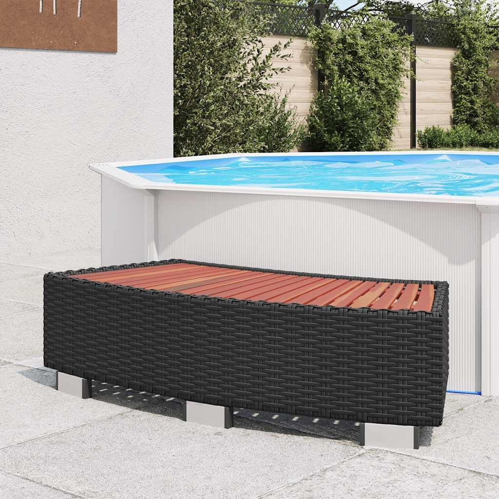 Mangloder Escalier d'entrée en polyrotin 92 x 45 x 25 cm, noir, pour piscine, jacuzzi, échelle, pour jardin, extérieur, résistant aux intempéries, aux UV, avec pieds en aluminium, antidérapant