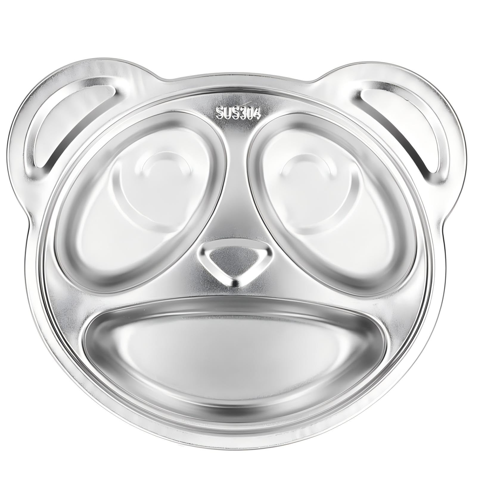 Voedselbord, 304 roestvrij staal Panda-vormige kindervoedselbord Servies Voedselverdeeld bord voor thuis kleuterschool Voedselbord, 304 roestvrij staal Panda-vormige kindervoedselbord Servies Voedselverdeeld bord voor thuis kleuterschool
