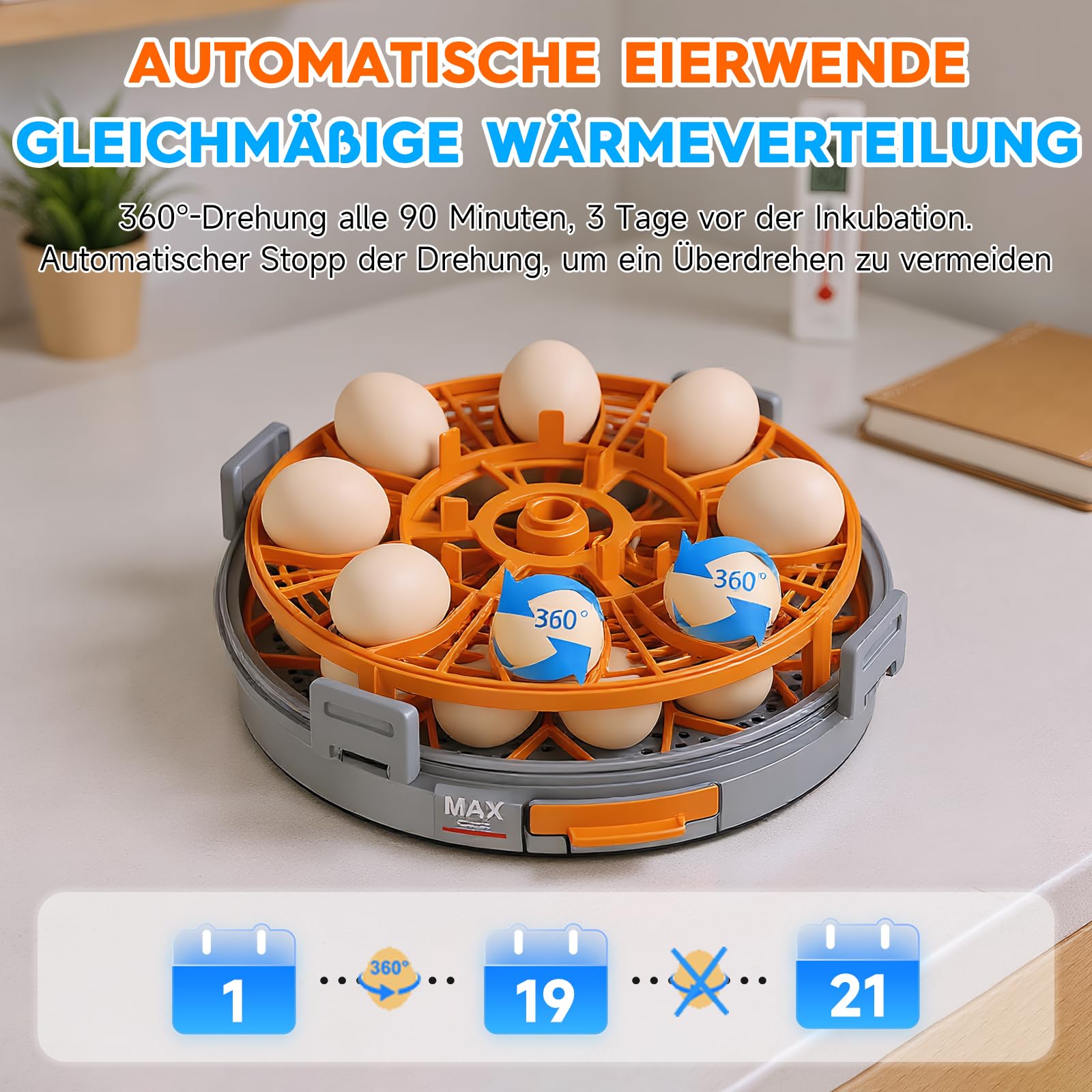 Incubadora totalmente automática, incubadora para 20 huevos con control de temperatura y humedad, giro automático y parada, para pato, gallina, paloma y codorniz