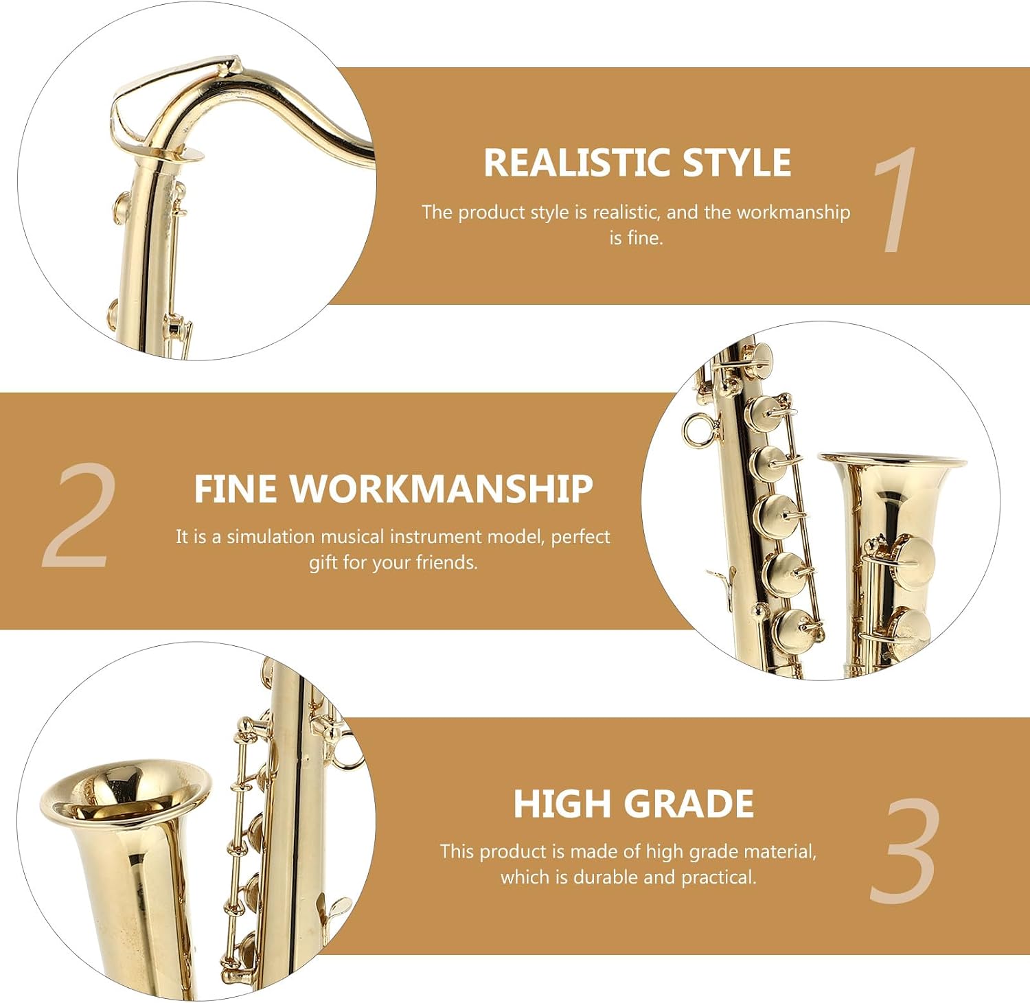 FUOYLOO Mini Alto Saxophone Ornament with Stand and Case, Home Decor image 3