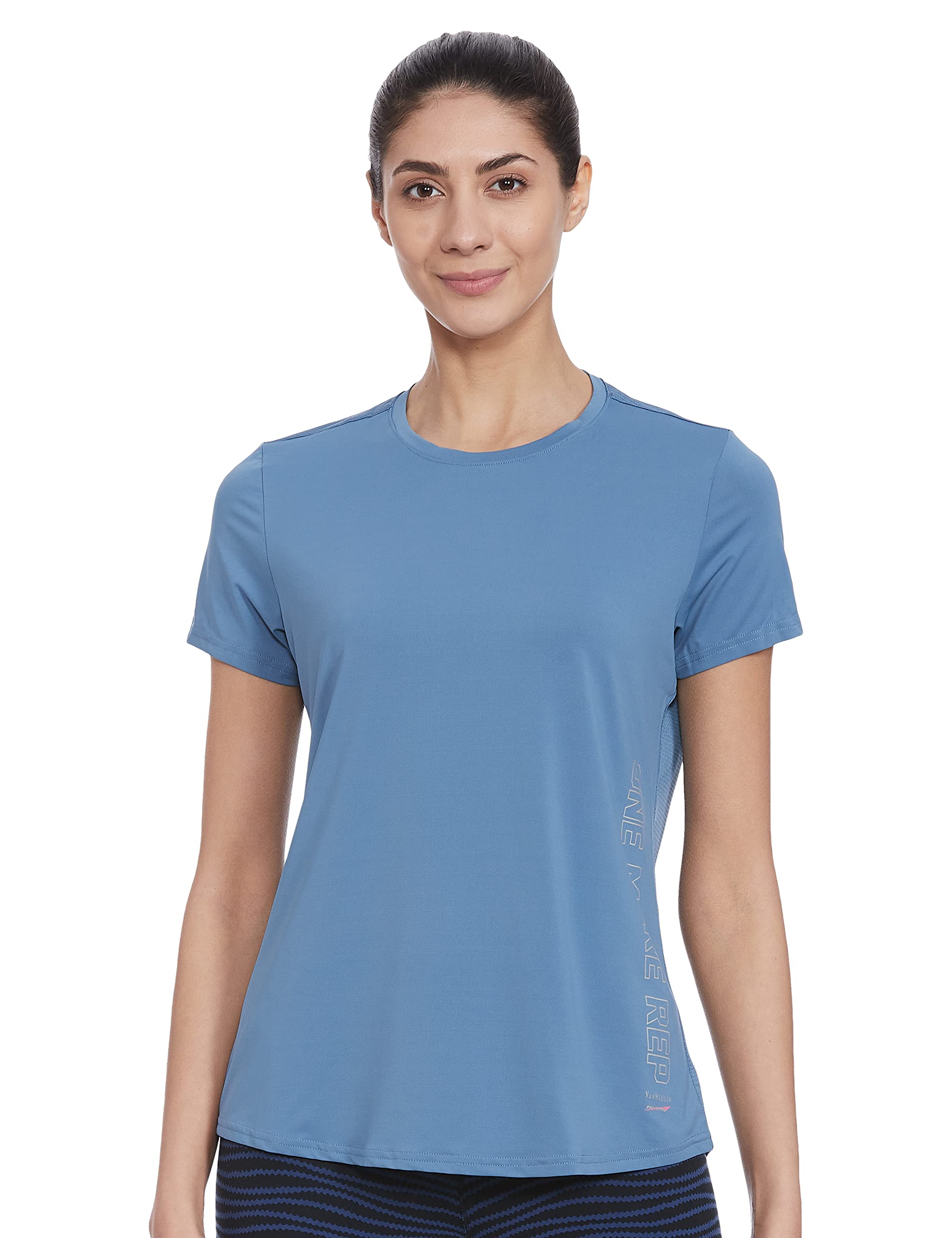 Van Heusen Women's Polyester Regular Fit Proactive Anti Bacterial T-Shirt - Round Neck, Moisture Wicking, Short Sleeve
