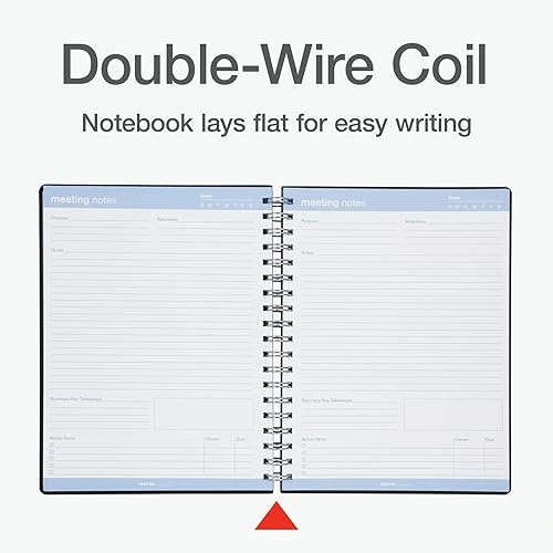 Miniatura 7 de Oxford Cuaderno de reuniones, sin fecha, notas de trabajo personalizables, encuadernado en espiral, cubierta negra, peso pesado de 32 libras, papel