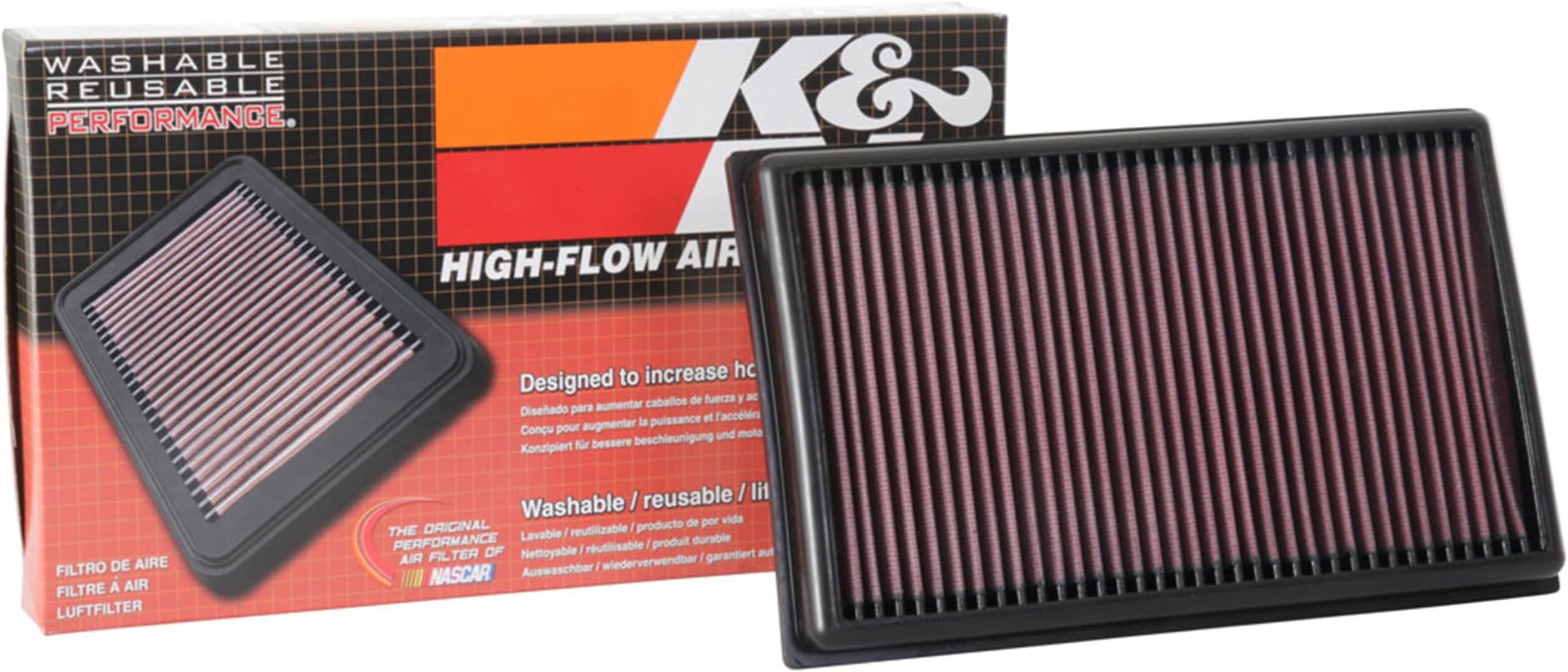 K&N Engine Air Filter: Reusable, Clean Every 75,000 Miles, Washable, Replacement Car Air Filter: Compatible 2017-2019 SEAT/SKODA/VOLKSWAGEN/AUDI (Superb, Arteon, Golf, Passat, T-Roc, Tiguan), 33-3111