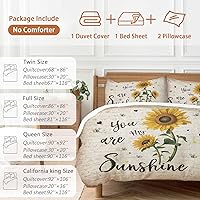 Vista 8 de Juego de fundas de edredón Queen con diseño de girasol, eres mi sol, juego de funda de edredón de 4 piezas, juego de ropa de cama suave