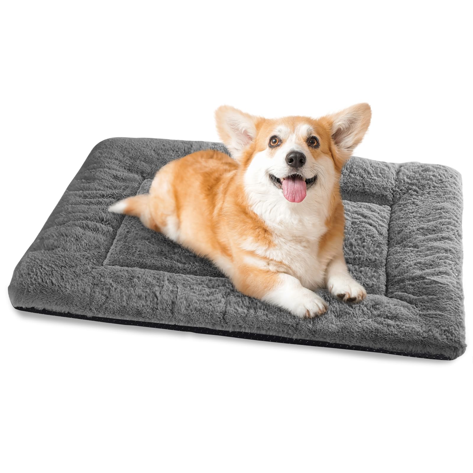 Baodan Dog Bed Medium Washable, Plush Pet Cat Beds Cushion Mattress, Soft Warm Dog Mat Pad for Medium Large Dogs- M 75x50 cm, Dark Grey