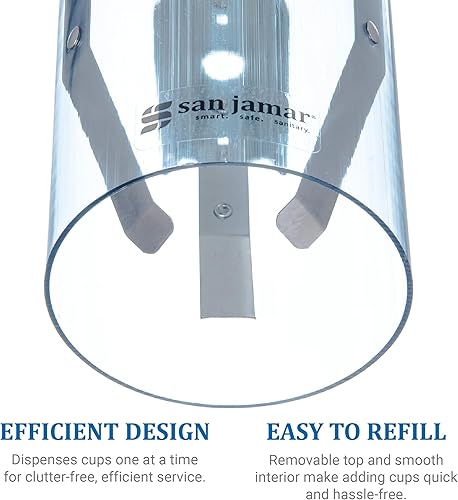 Miniatura 3 de San Jamar C4160TBL, despachador de vasos grande. Para conos de 3 a 4-12 onzas y copas planas tamaño 3 onzas a 5 onzas, aros 2-14 pulgadas a 2-78