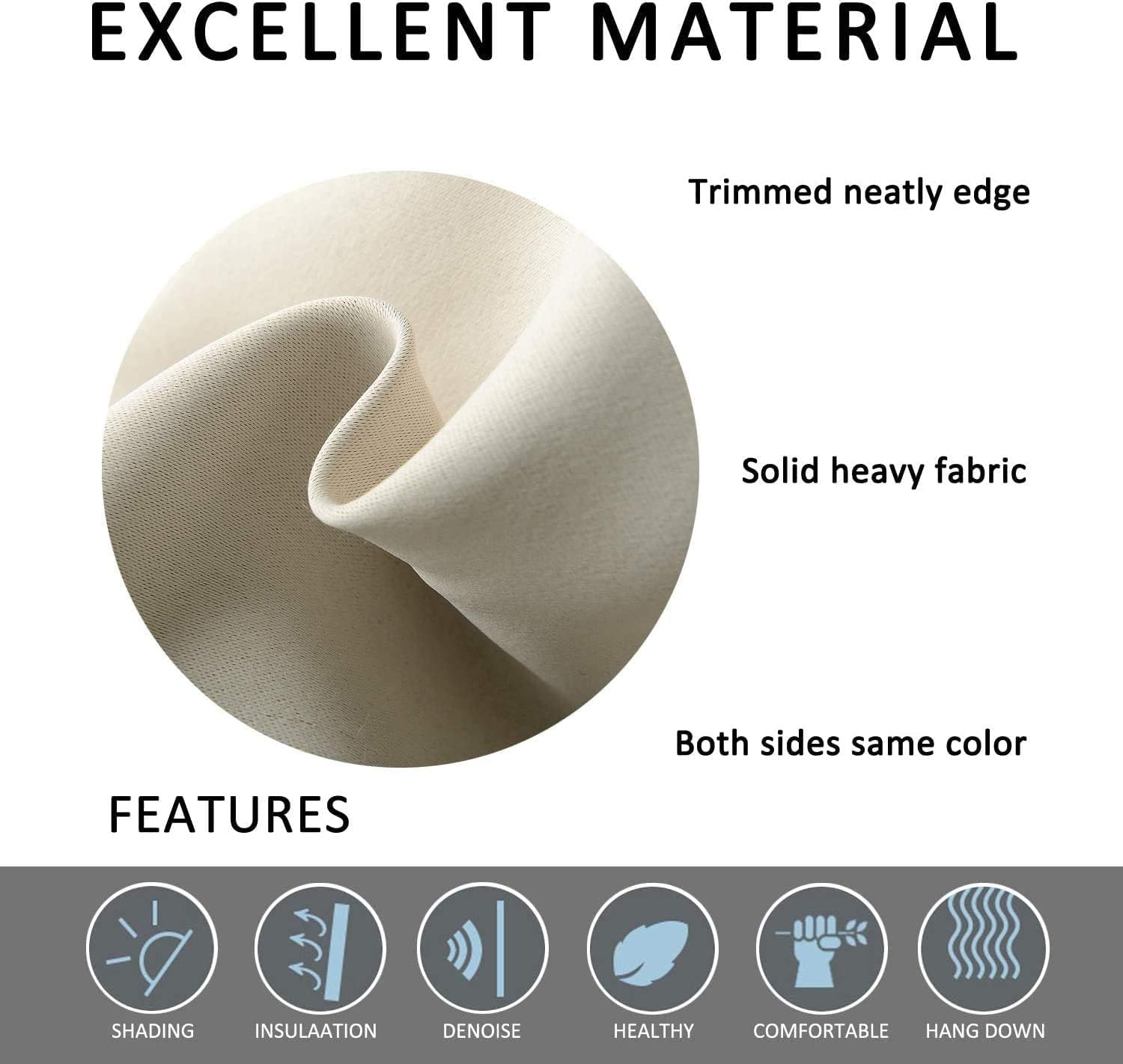 TWOPAGES Loft Curtain, 192 Inch Long for Loft Essential Darkening Thermal Insulated Curtains for Living Room/Bedroom Blackout Window Drape (Beige 1 Panel 50Wx192L)