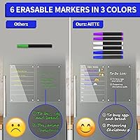Vista 3 de AITEE Agenda semanal magnética de acrílico para refrigerador, juego de 2 calendarios de pizarra de borrado en seco y notas para refrigerador