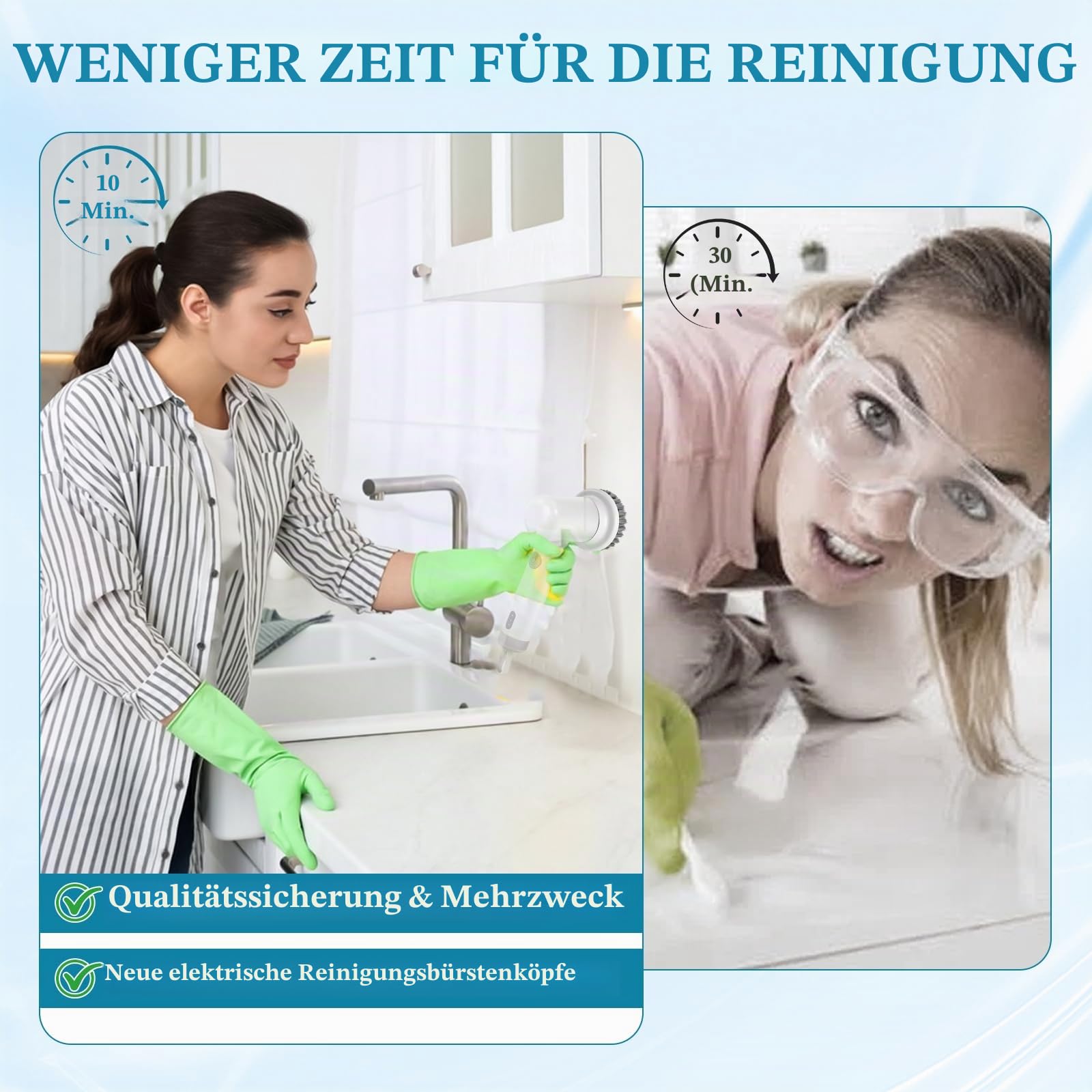 Spin Power Schrubber Ersatzbürsten Für Synoshi Reinigungsgerät Zubehör, 2 Stück Kegelbürstenköpfe Perfekt für Alle Ecken und Schwer Zugängliche Stellen