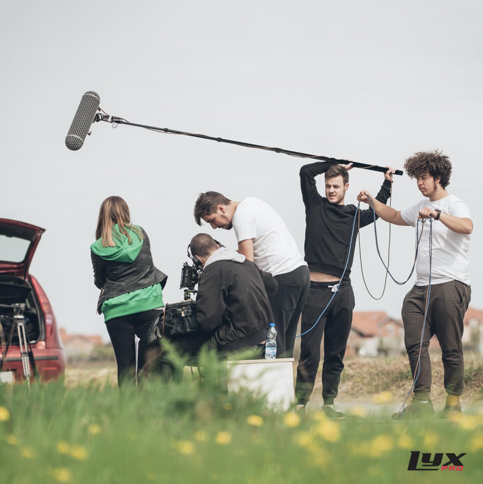 LyxPro Asta professionale MPL-20 con cavo interno per microfoni Shotgun, canna da pesca Boompole per pesci si estende da 2,4 a 9,25 cm