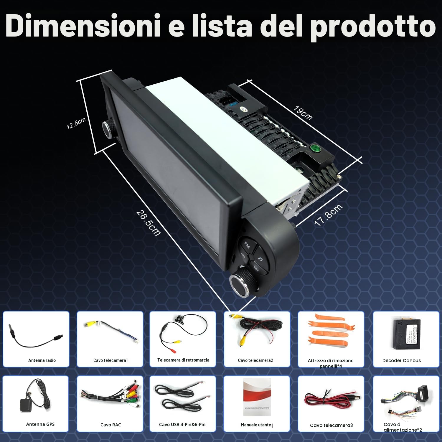 Autoradio per Fiat Panda 319 (2013-2020) con Android Auto e CarPlay Wireless, RDS Car Radio Bluetooth Android Stereo con telecamera retromarcia/Microfono/Canbus Box/WiFi/App Store 2G+32G