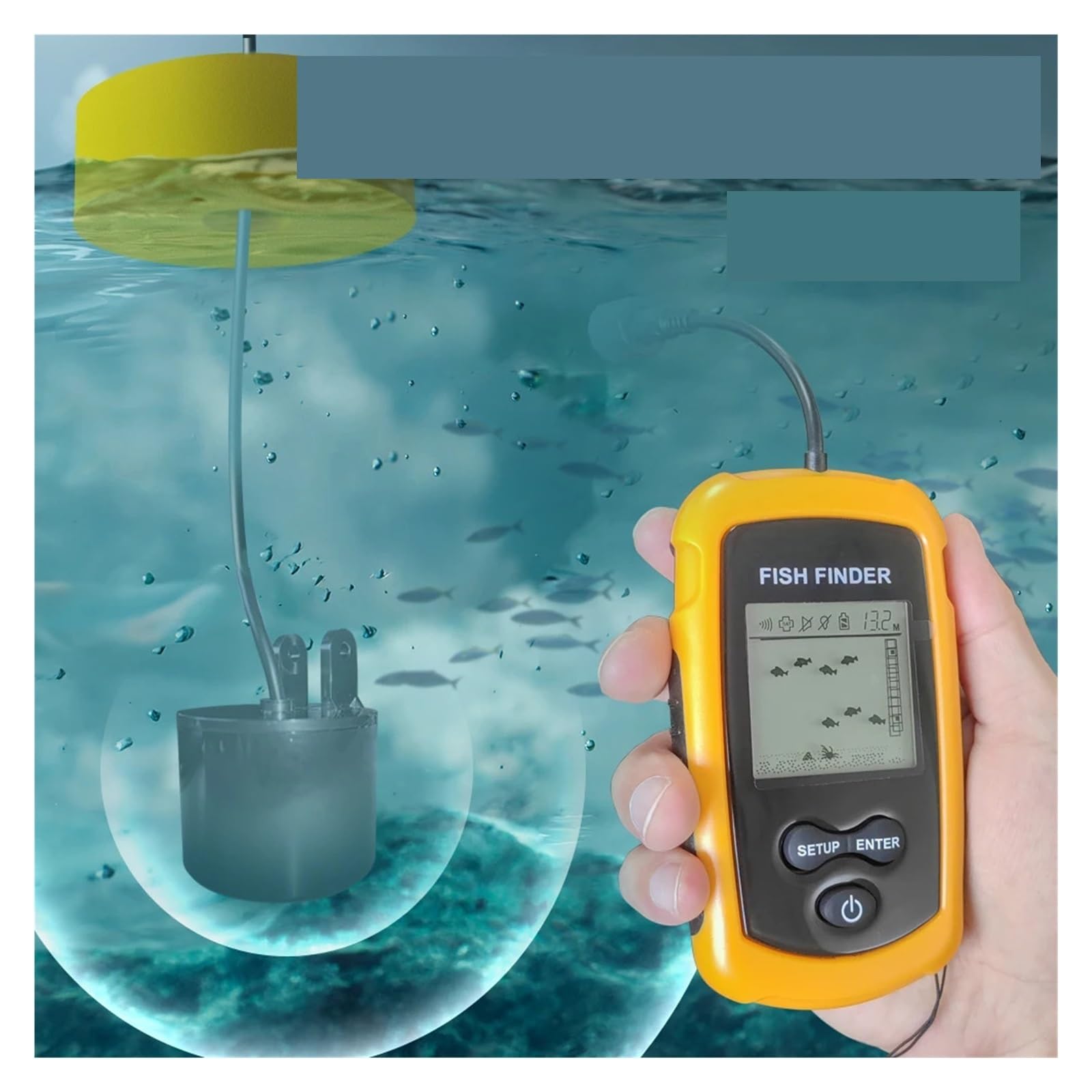 Sonda de Profundidad portátil for Pesca en el Agua, sonda de Mano, transductor for Barco.,Sensibilidad de detección