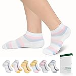 Bulinlulu Diabetic Socks for Women Men,6 Pairs Bamboo Viscose Non Binding Diabetic Ankle Low Cut Sock Size 6-9 9-11(Light Bright Stripe-Small)