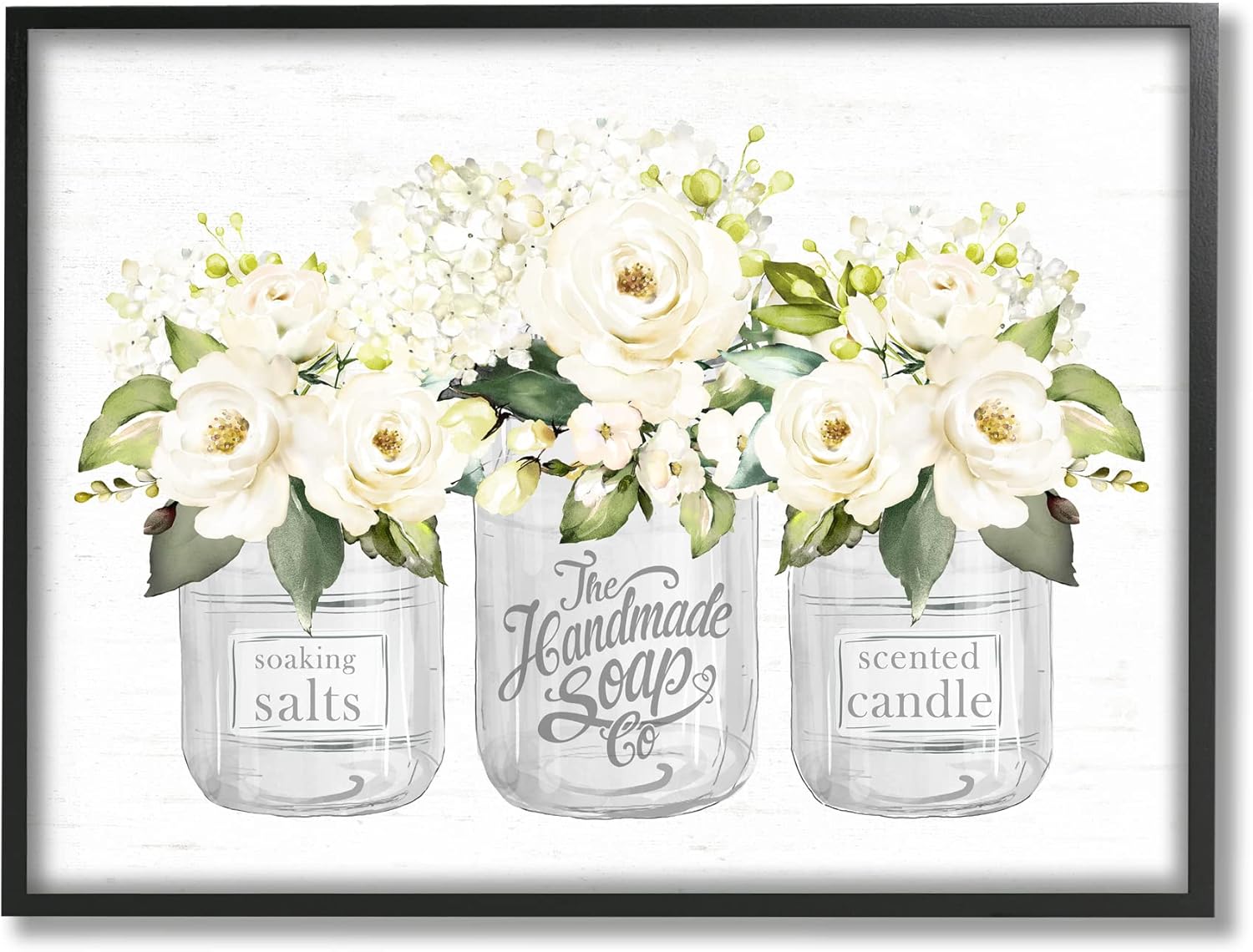 Stupell Industries White Roses Blooming Country Rustic Candle Jars, Design by Lettered and Lined
