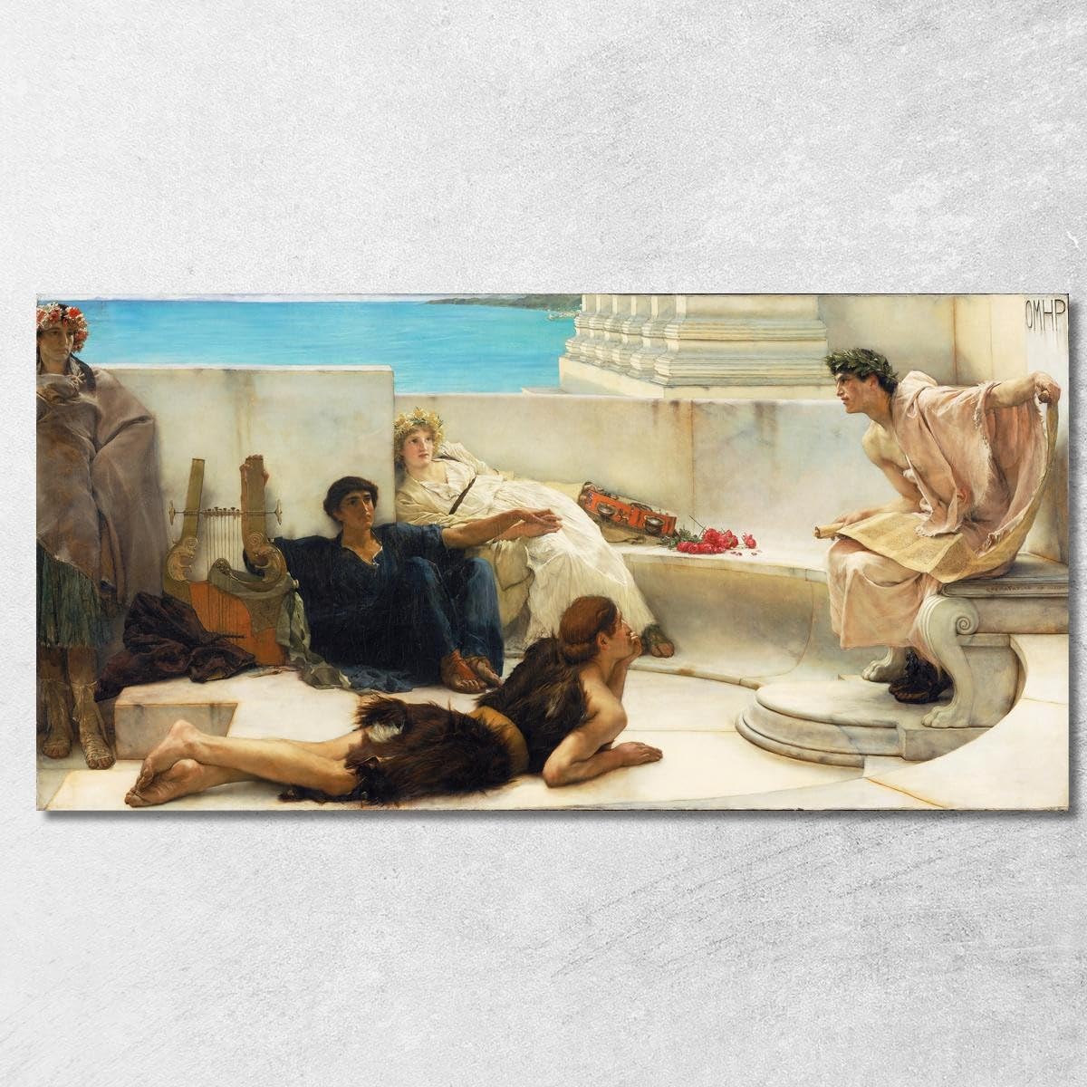Tableau imprimé sur toile Une lecture par Homère par Alma-Tadema encadré 160x80cm