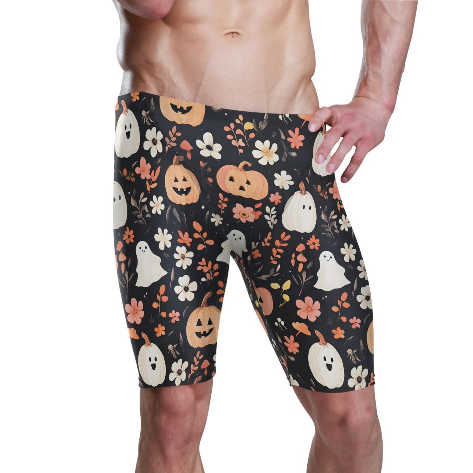 UMIRIKO Halloween Pumpkin Ghost Men's Athletic Swimwear Jammers Swimsuits Racing Training Pants M 202b8225