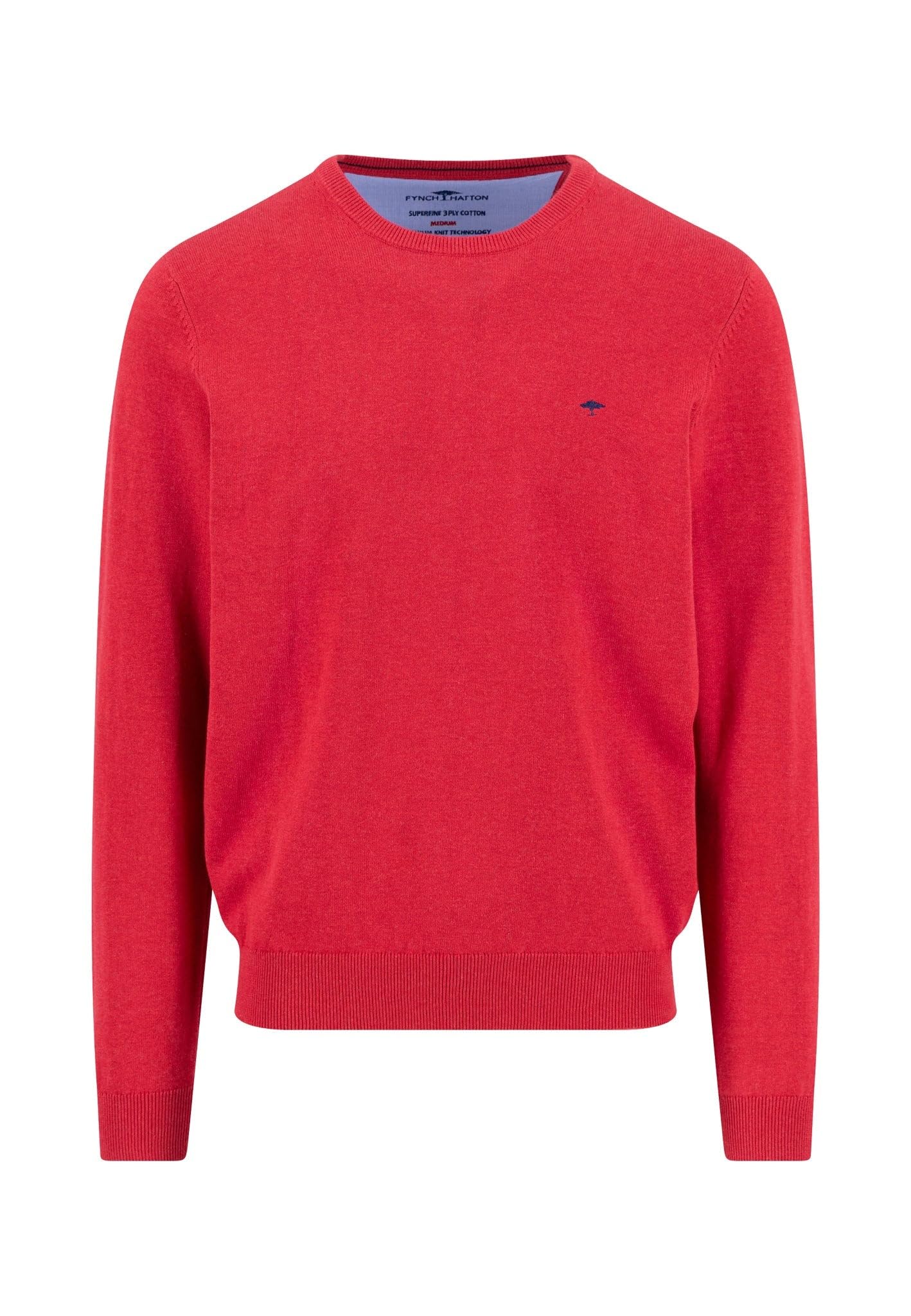 FYNCH-HATTON Feinstrickpullover aus Reiner Baumwolle mit Rundhalsausschnitt