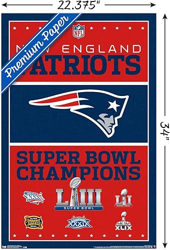 Miniatura 3 de Trends International NFL New England Patriots - Póster de pared de Champions 19, 22.375 x 34 pulgadas, versión premium sin marco