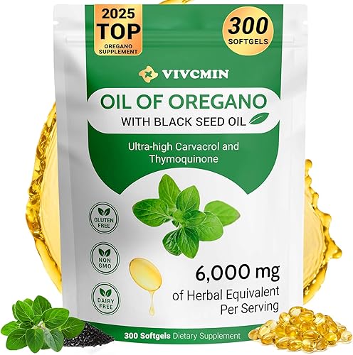 Cápsulas de aceite de orégano - Aceite de orégano con aceite de semilla negra, contiene carvacrol y timoquinona, soporte digestivo y antioxidante,