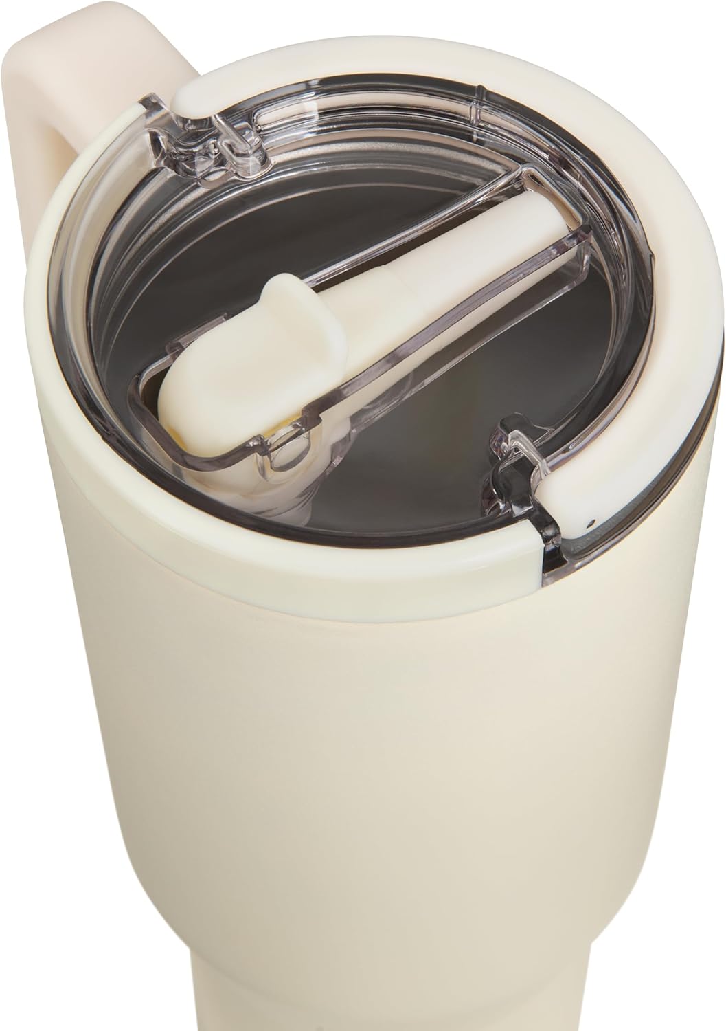 30 oz Tumbler with Handle - Insulated Stainless Steel Coffee Tumbler with Lid and Straw - Leak Proof Travel Mug - Dishwasher Safe - Insulated Cup for Hot & Cold Beverages - Cream