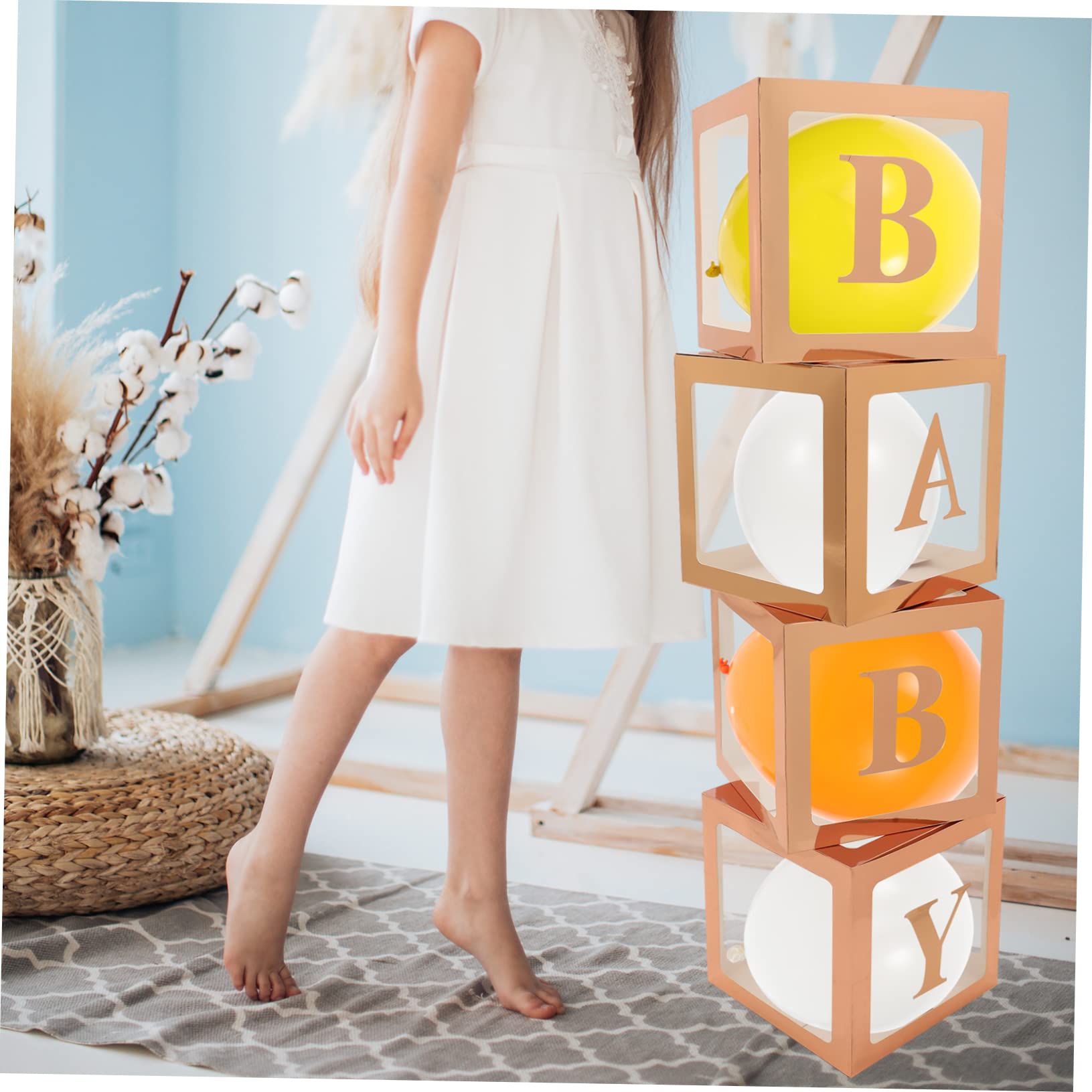 OUNONA Boîte à Ballons Décorative avec Lettres Baby en Papier Réutilisable Décoration Élégante et Pratique pour Baby Shower et Fête D'anniversaire