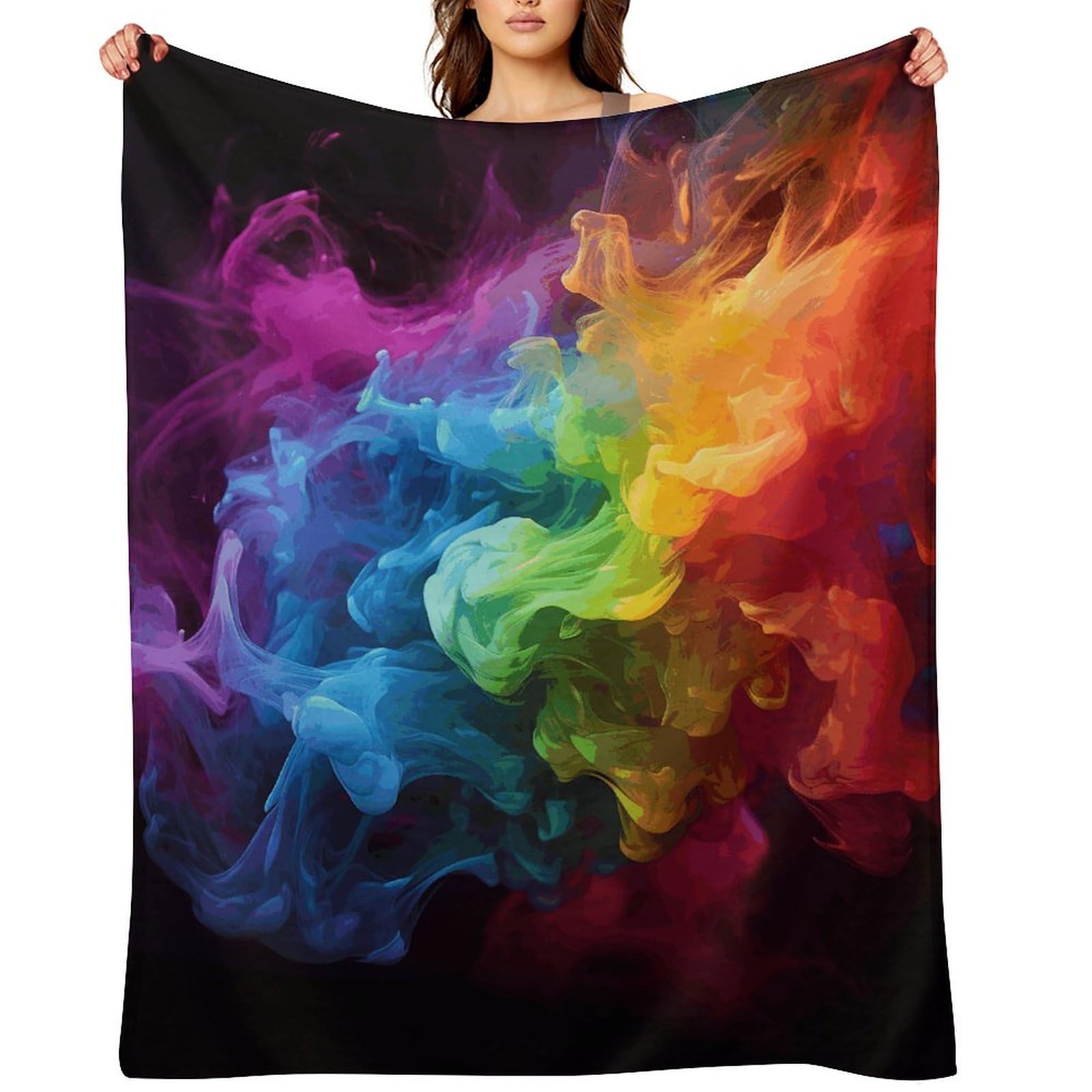 Rainbow Smoke Blankets Large Luxury Flannel Throw Blanket Fashion Thick Blanket for Sofa&Bed Blankets Cozy Ultra-Soft Bath Towel for Men&Women 40"x50"