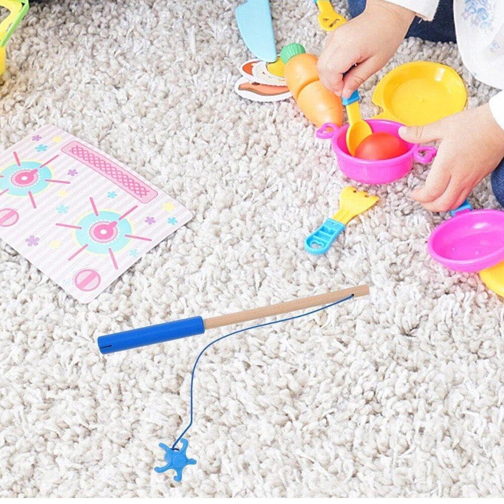Toyvian – Lot De 8 Cannes à Pêche Magnétiques En Bois 14,8 Cm – Jeu De Pêche éducatif Pour Enfants, Avec Aimant, Sûr Et Durable