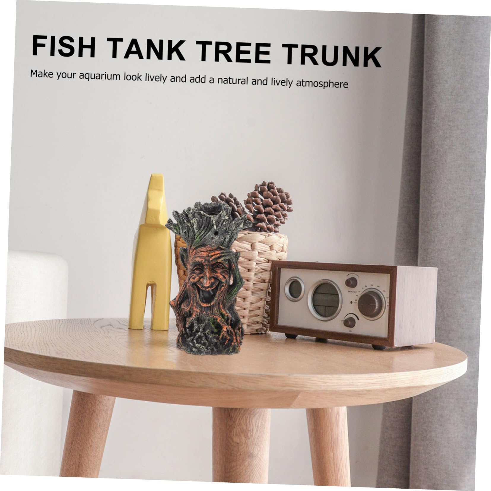 Décoration Aquarium Résine Tronc Arbre Artificiel Visage Souriant Homme Mort Accessoire Aménagement Paysager