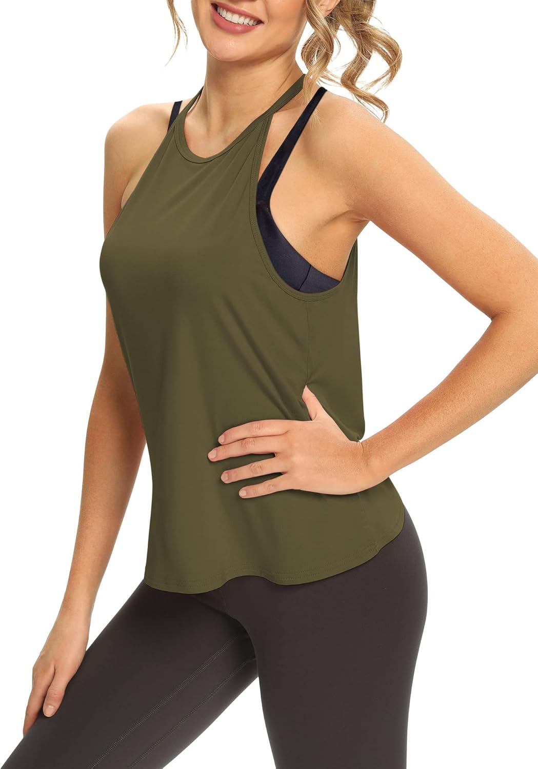 Mippo Womens Open Back Workout Tops Sleeveless Halter Gym Athletic Tank Tops Loose Fit - Image 4