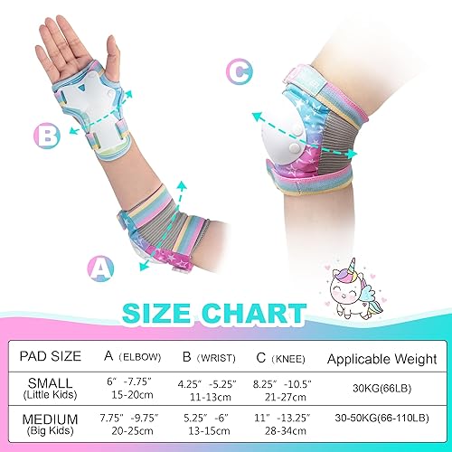 Miniatura 3 de SULIFEEL Rodilleras de unicornio arcoíris para niños, rodilleras, coderas, muñequeras con bolsa de cordón, juego de equipo de protección ajustable