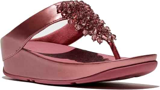Amazon.com | FitFlop Rumba Metallic Beaded Toe-Post Sandals, Color