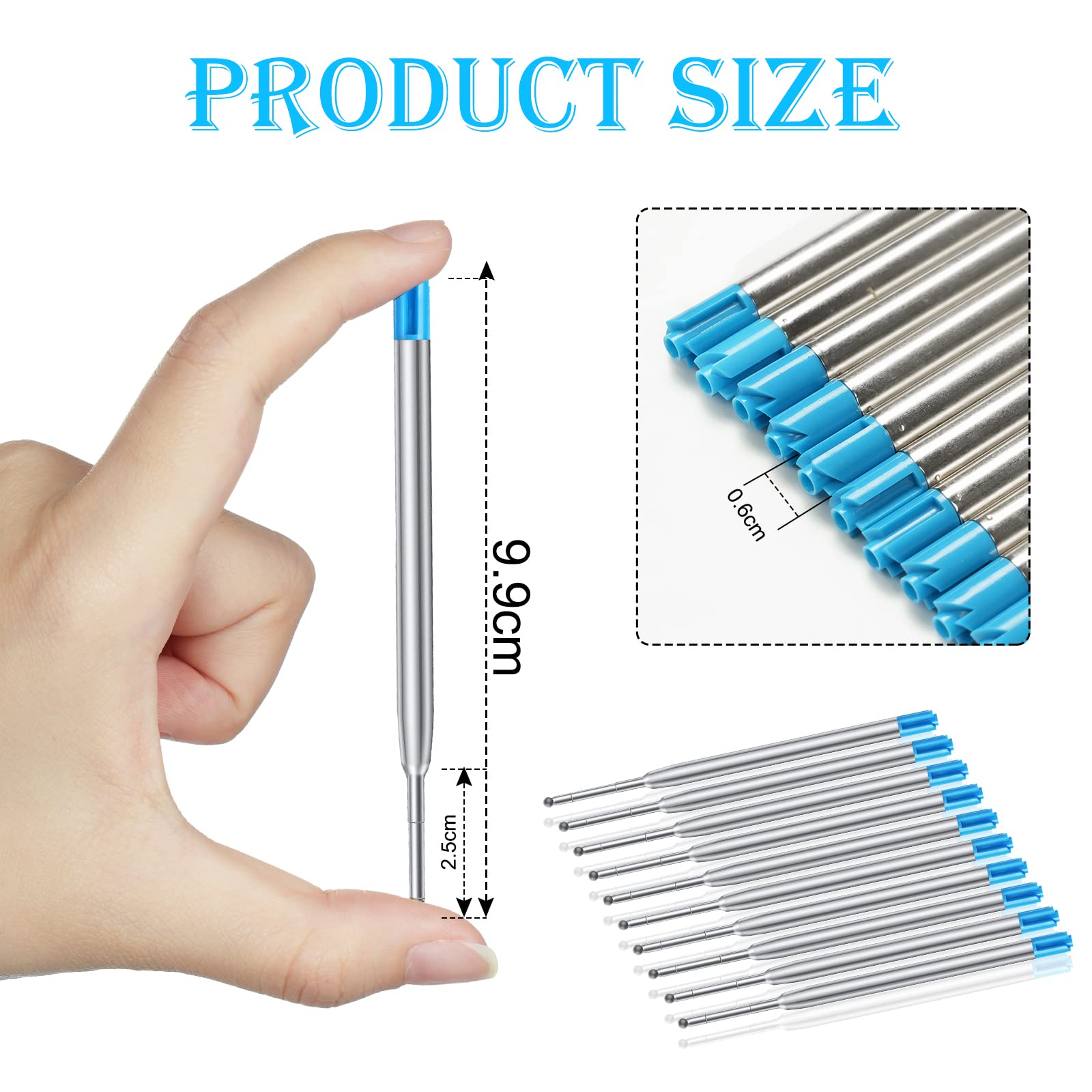 OFFCUP Gel Pen Refills, 20pcs Replaceable Metal Ballpoint Pen Refills, Medium Point - Image 2