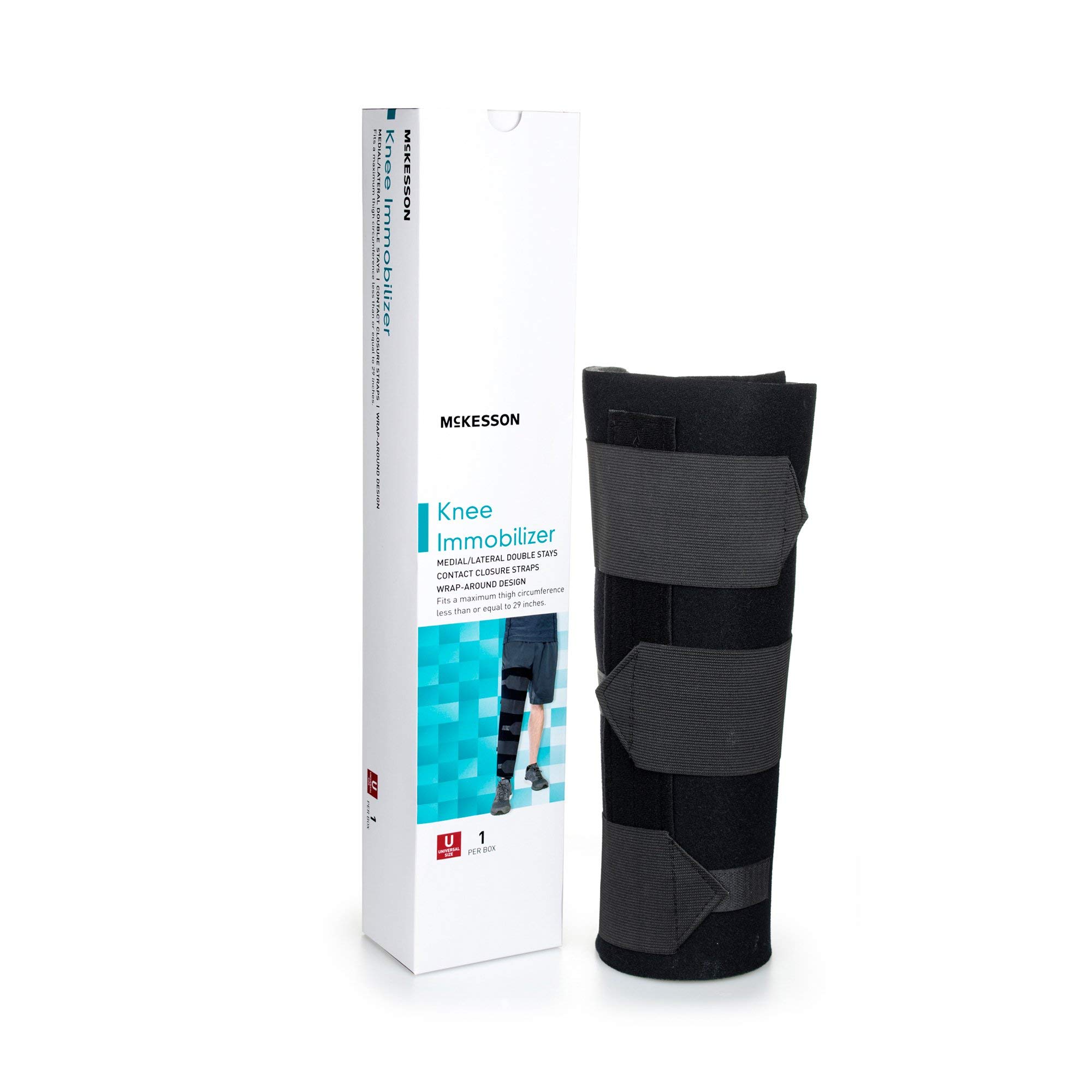McKesson Knee Immobilizer Brace, Adjustable Leg Straightener, One Size Fits Most, 16 in, 1 Count