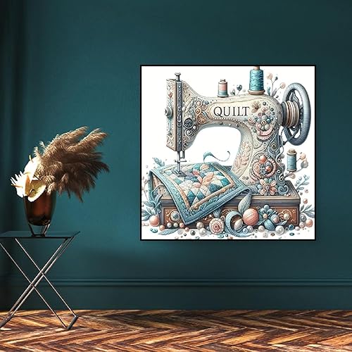 Miniatura 7 de Kits de punto de cruz estampado para máquina de coser, máquina de coser vintage, kits de punto de cruz para adultos, patrones de punto de cruz de