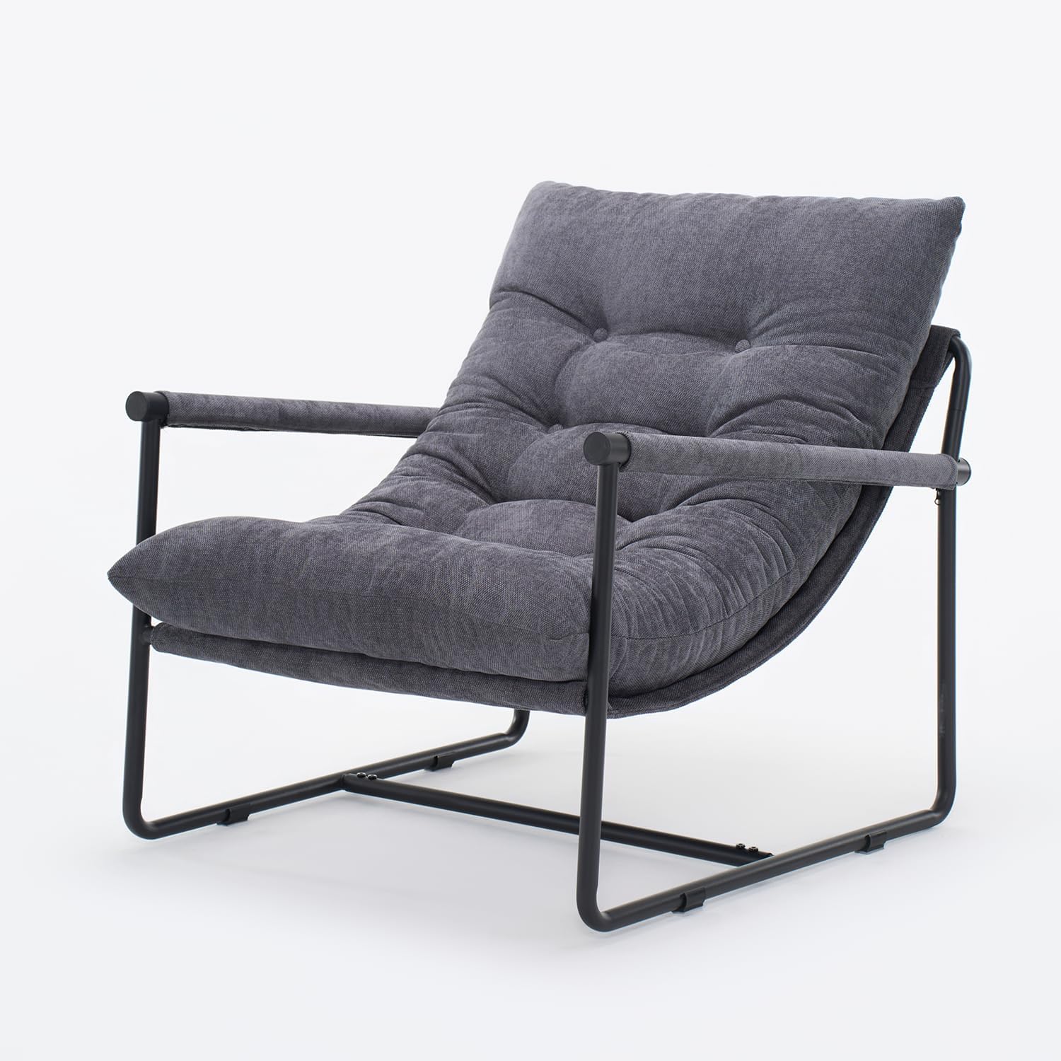 Accent Chair, Comfy Living Room Chair with Soft Cushion, Upholstered Armchair with Metal Frame for Bedroom Balcony Reading Room (Gray,Set of 1)