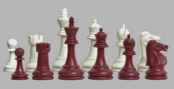 The House of Staunton - The Reykjavik Plastic Chess Set - Pieces Only - 3.75" King - Red & White