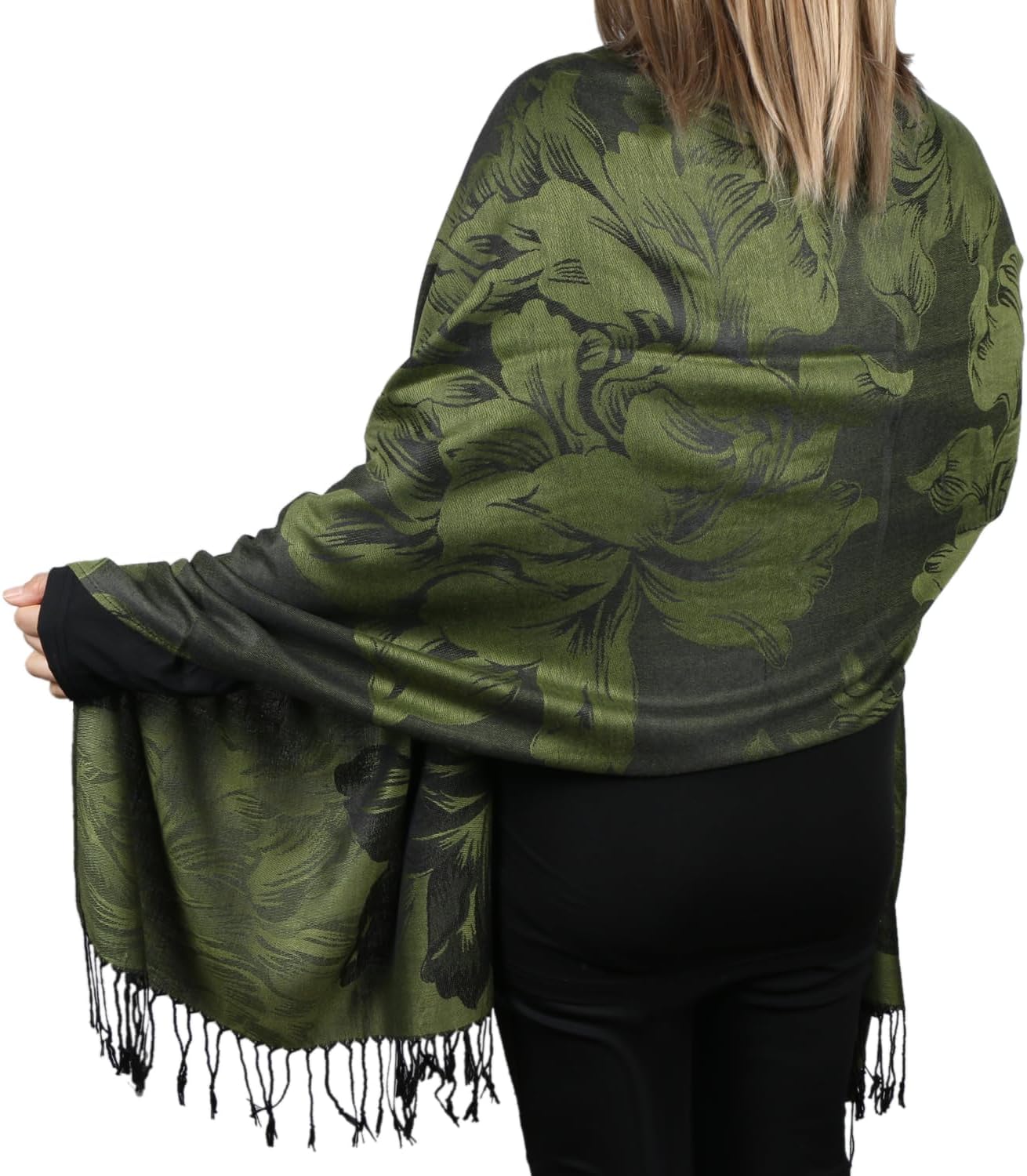 TZ Promise Women's Pashmina Shawls and Wraps Reversible Floral Flower Rave Scarf