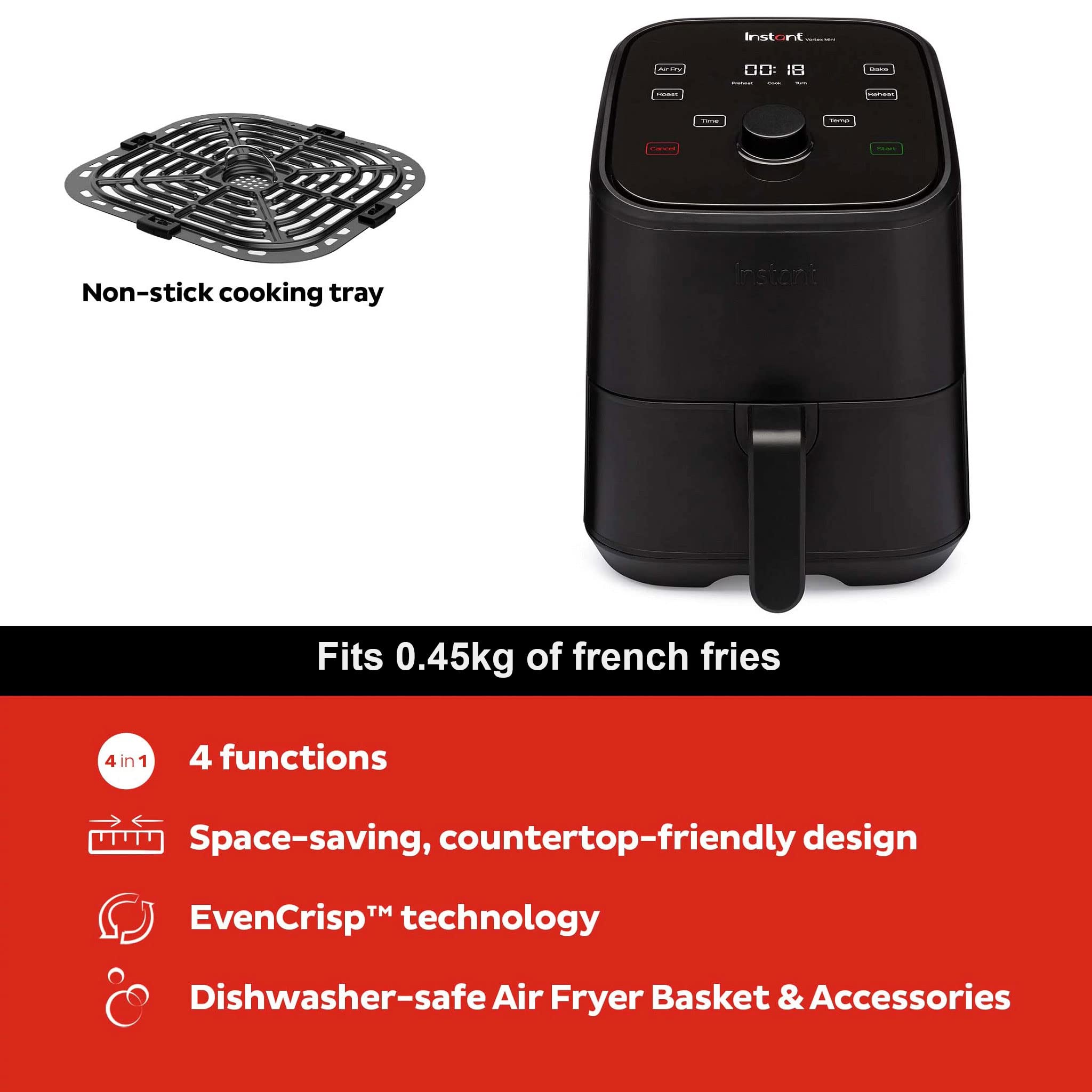 Buy Instant Pot Brands Vortex Mini 4in1 Air Fryer 2L Air Fry, Bake