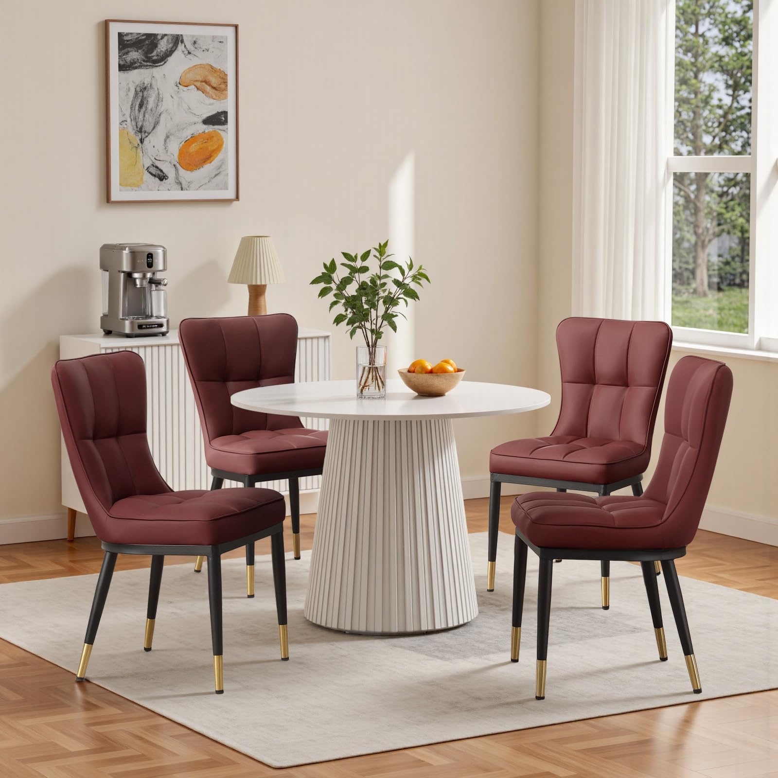 Bekrvio 200KG Belastbar Esszimmerstühle 2Er Set, （8cm dick） Kunstleder Stühle Esszimmer, Einteiliger Metallbeinen Küchenstühle Mit Lehne, Leichter Luxus-Polsterstuhl Fü Küche Esszimmer Wohnzimmer